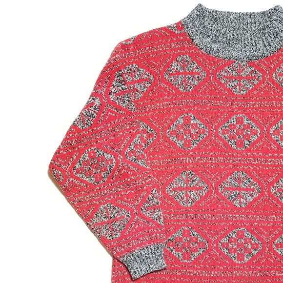 Vtg 90s Erika Mock Neck Holiday Knit Sweater - Picture 2 of 8